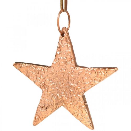 Article Etoile en cuivre à accrocher, décoration sapin de Noël, pendentifs métal 8×9cm 2pcs