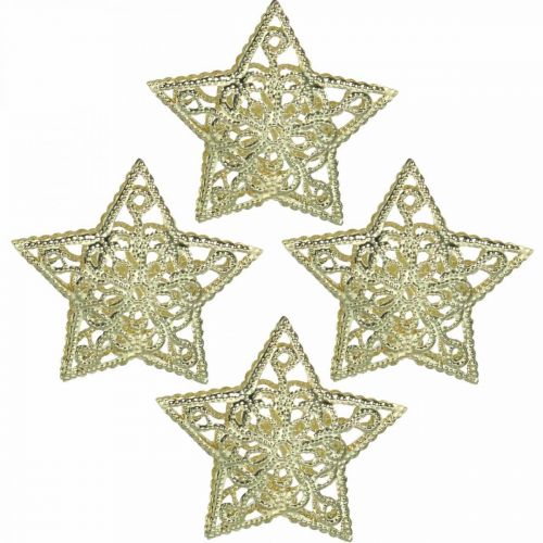 Eparpillement décoration étoiles, attache guirlande lumineuse, Noël, décoration métal doré Ø6cm 20 pièces