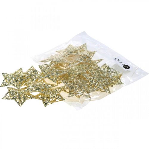 Décoration étoiles éparses, attache chaîne lumineuse, Noël, décoration métal argent Ø6cm 20pcs