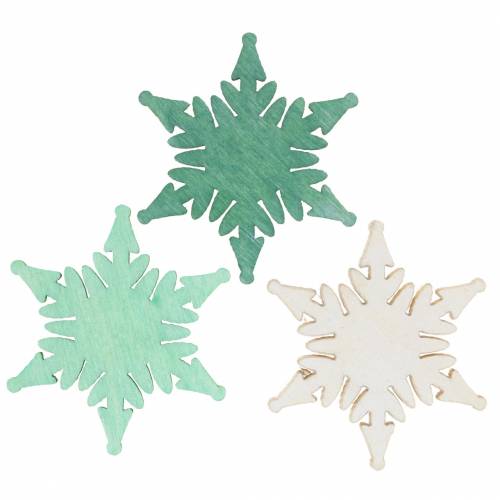 Article Décoration à disperser étoile de Noël vert, blanc assorti 4cm 72 pcs