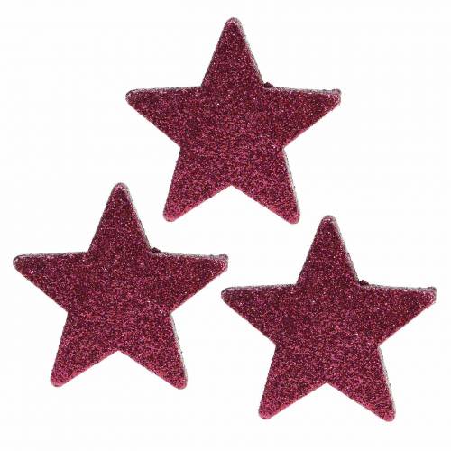 Article Etoile scintillante dispersée 6.5cm rose 36pcs