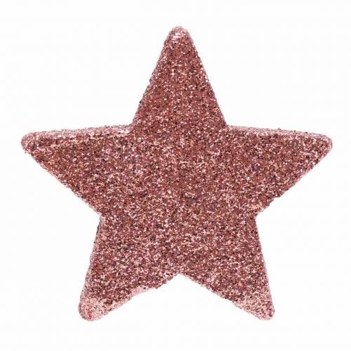 Floristik24 Étoile avec décoration saupoudrée de paillettes 6.5cm rose 36pcs