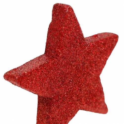 Floristik24 Décoration pour étoile diffusante avec paillettes 6.5cm rouge 36pcs
