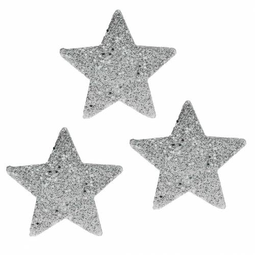 Floristik24 Étoiles éparses avec paillettes Ø6.5cm argent 36pcs