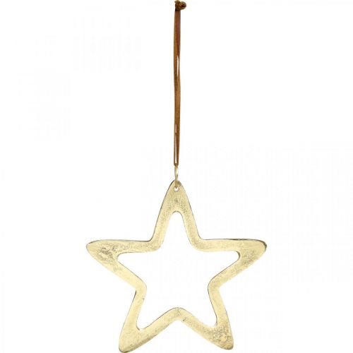 Article Pendentif Noël, décoration étoile pour l&#39;Avent, décoration étoile dorée 14×14cm