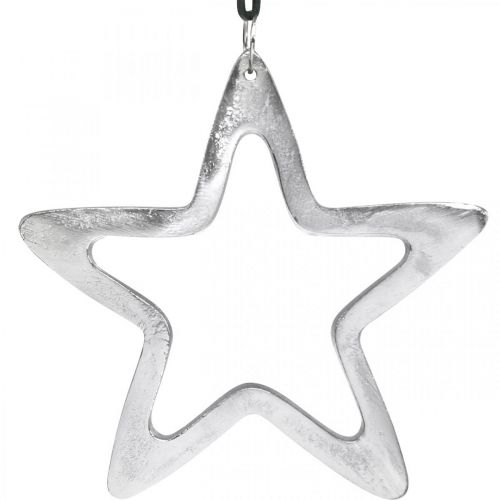 Etoile en métal à accrocher, Décoration de l'Avent, Pendentif Noël argent 14×14cm Etoile en métal à accrocher, Décoration de l'Avent, Pendentif Noël argent 14×14cm