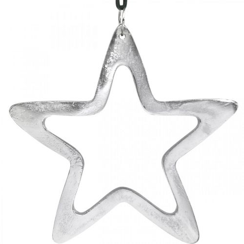 Floristik24 Etoile en métal à accrocher, Décoration de l&#39;Avent, Pendentif Noël argent 14×14cm