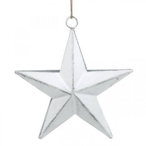 Floristik24 Etoile en métal à accrocher, Pendentif Noël, Déco de l&#39;Avent blanc, Shabby Chic 11×11cm