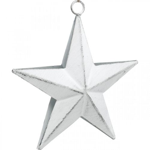 Floristik24 Etoile en métal à accrocher, Pendentif Noël, Déco de l&#39;Avent blanc, Shabby Chic 11×11cm