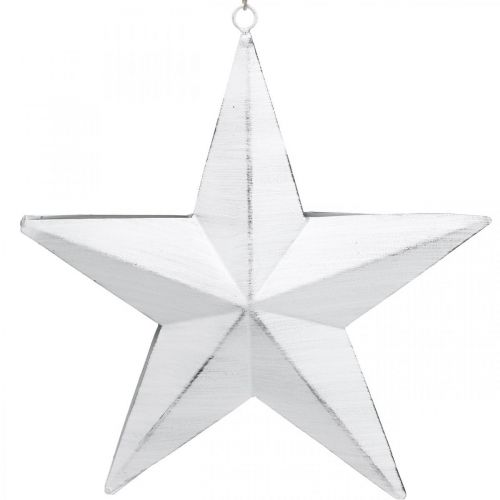 Etoile à accrocher, décorations de sapin de Noël, décoration métal blanc 19,5 × 18,5cm | Floristik24.fr