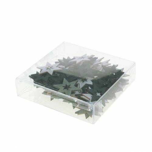 Floristik24 Décoration étoile noir, argent, gris foncé assorti 4cm 72 pcs