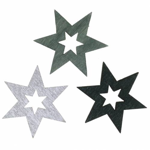 Floristik24 Décoration étoile noir, argent, gris foncé assorti 4cm 72 pcs