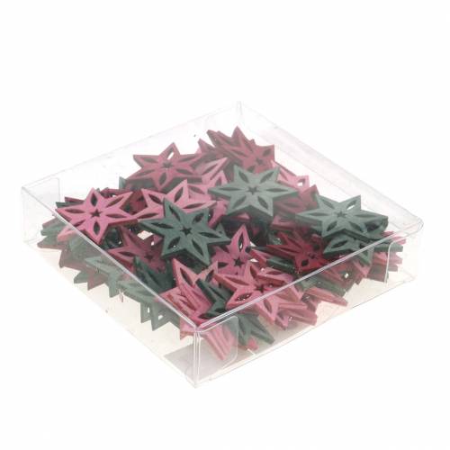 Article Décoration à disperser étoile rose, gris bois assorti 4cm 72 pcs