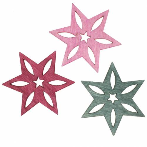 Floristik24 Étoilé à parsemer Bois Assortie Rose, gris 4cm 72p