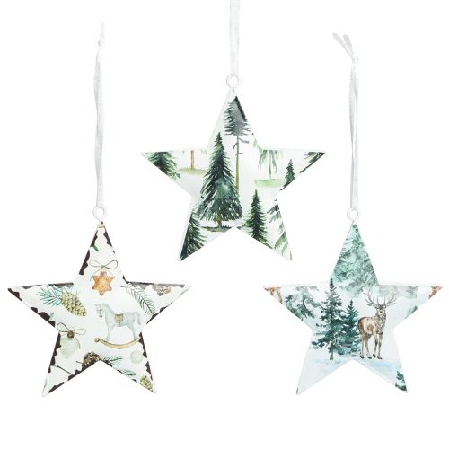 Floristik24 Pendentif étoile avec motifs décorations pour sapin de Noël 8cm 6 pcs