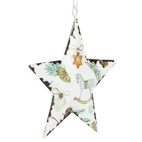 Article Pendentif étoile avec motifs décorations pour sapin de Noël 8cm 6 pcs