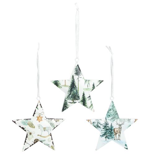 Article Pendentif étoile avec motifs décorations pour sapin de Noël 8cm 6 pcs