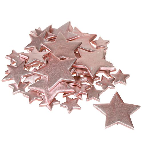 Article Décoration étoile de Noël rose Ø3/5/7 cm – 2e choix – 44 pièces