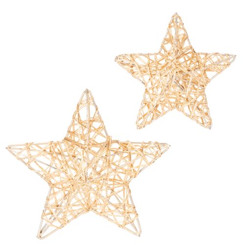 Lot de 12 étoiles décoratives en fil métallique doré, tailles 7 cm et 10 cm