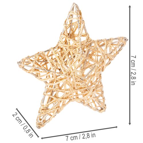 Lot de 12 étoiles décoratives en fil métallique doré, tailles 7 cm et 10 cm | Floristik24.fr
