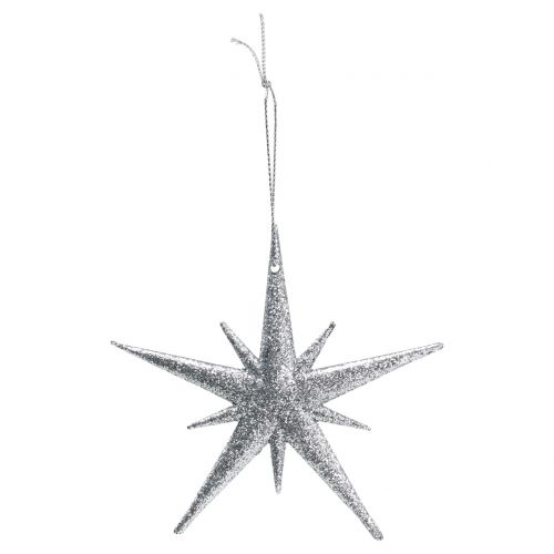Floristik24 Suspension de Noël Étoile à paillettes Argent 13cm 12pcs