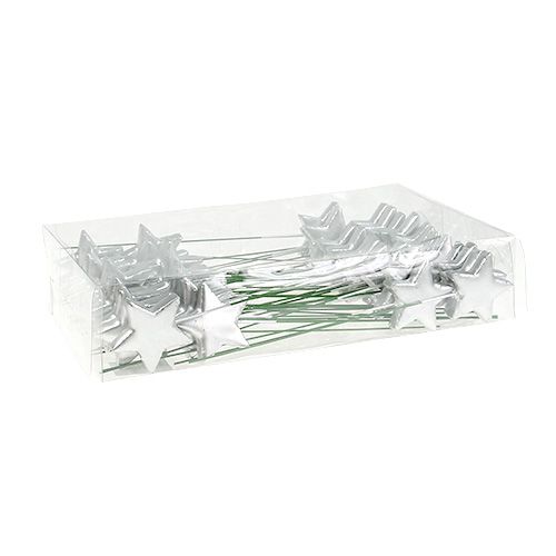 Floristik24 Etoiles sur fil argent 5cm L23cm 48 pcs