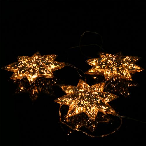 Chaîne étoile acrylique argent 150cm x3 avec LED pour piles