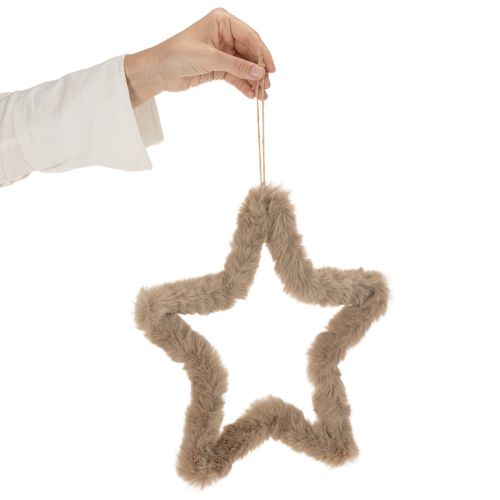 Décoration décorative en fausse fourrure en forme d'étoile à suspendre, 30 cm, lot de 3 | Floristik24.fr