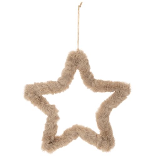 Décoration décorative en fausse fourrure en forme d'étoile à suspendre, 30 cm, lot de 3 | Floristik24.fr
