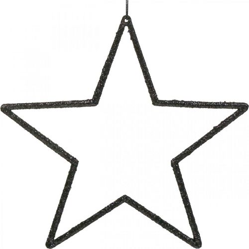 Article Décoration de Noël pendentif étoile paillettes noires 17,5cm 9pcs