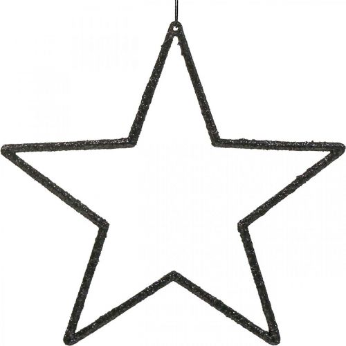 Pendentif étoile de décoration de Noël paillettes noires 17,5 cm 9 pièces