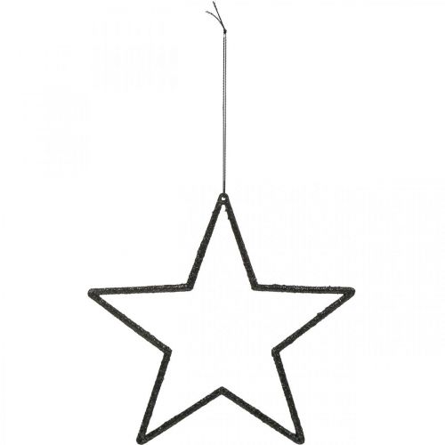 Article Pendentif étoile de décoration de Noël paillettes noires 17,5 cm 9 pièces