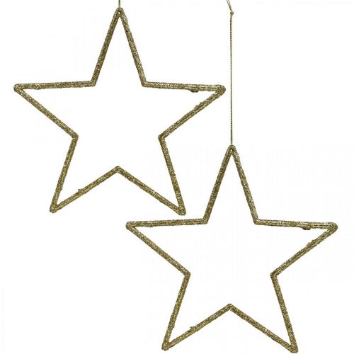 Article Décoration de Noël pendentif étoile paillettes dorées 12cm 12pcs