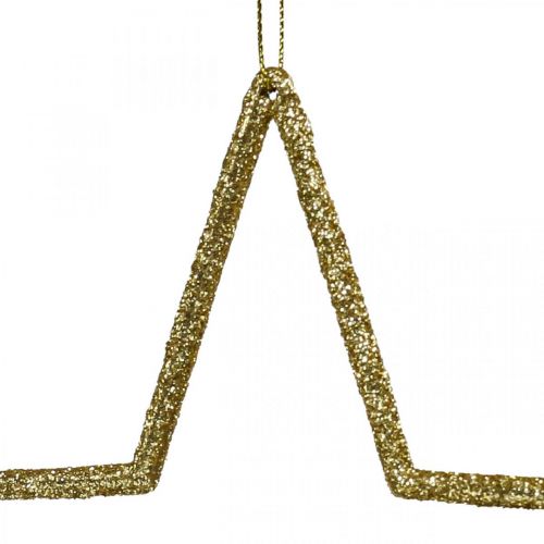 Article Décoration de Noël pendentif étoile paillettes dorées 12cm 12pcs