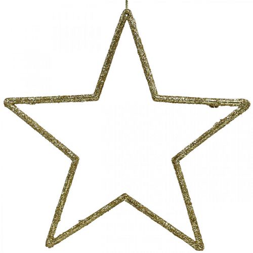 Article Décoration de Noël pendentif étoile paillettes dorées 17,5cm 9pcs