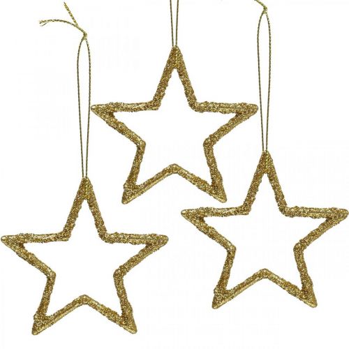 Décoration de Noël pendentif étoile paillettes dorées 7,5cm 40p