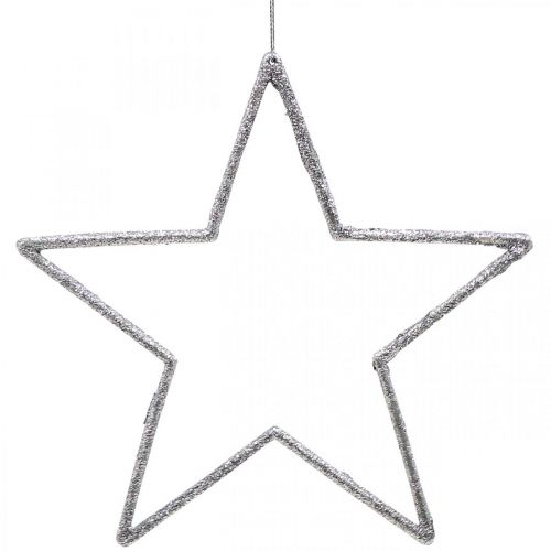 Floristik24 Décoration de Noël pendentif étoile argent pailleté 17,5cm 9pcs