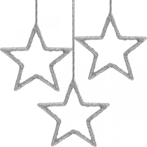 Article Décoration de Noël pendentif étoile argent pailleté 7,5cm 40p