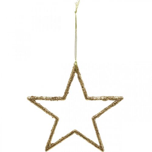 Floristik24 Étoiles pailletées, décorations de l'avent, décorations étoiles à accrocher, décorations de Noël dorées 11,5 × 12cm 12pcs