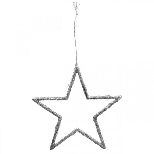 Article Etoile à accrocher, décorations d&#39;arbre de Noël, décoration étoile argent 11,5 × 12cm 12pcs