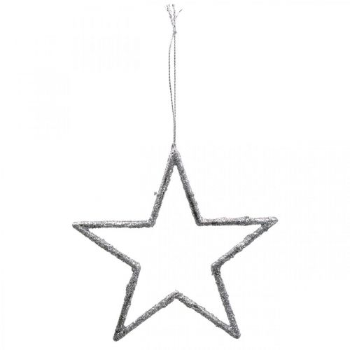 Floristik24 Etoile à accrocher, décorations d&#39;arbre de Noël, décoration étoile argent 11,5 × 12cm 12pcs