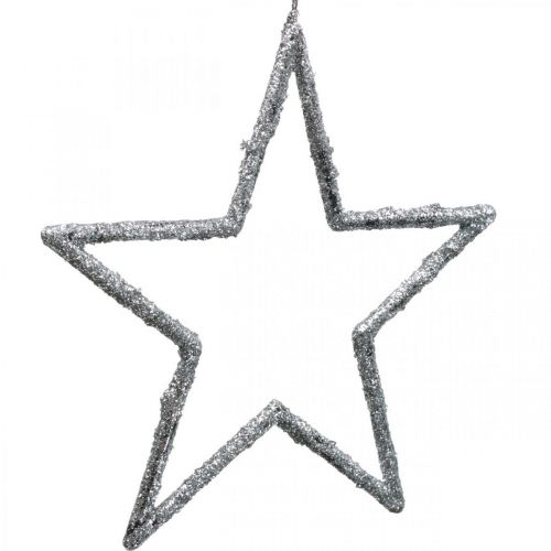 Floristik24 Etoile à accrocher, décorations d&#39;arbre de Noël, décoration étoile argent 11,5 × 12cm 12pcs