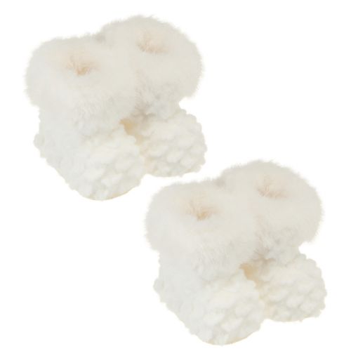 Article Bottes avec bottes en fourrure décoration sapin de Noël blanc 7cm 2pcs