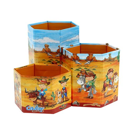 Ensemble porte-stylo motif cowboy H 6-12cm