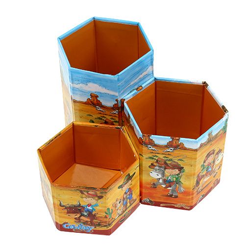 Floristik24 Ensemble porte-stylo motif cowboy H 6-12cm