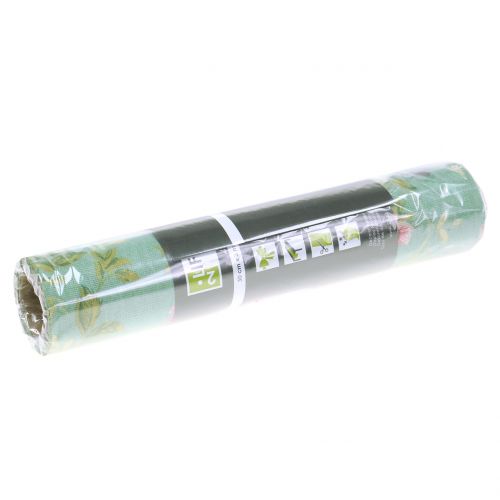 Floristik24 Tissu décoratif vert avec fleurs 30 cm x 3 m