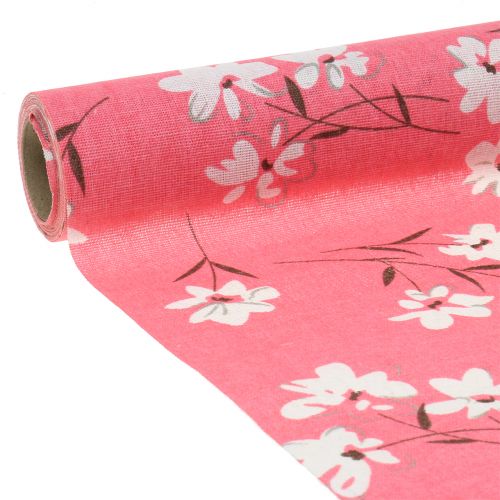 Tissu décoratif fleurs fuchsia 30 cm x 3 m