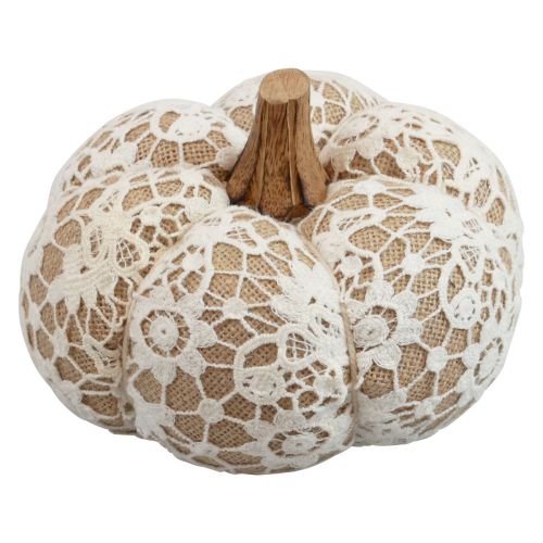 Tissu décoration citrouille dentelle de jute blanc/beige décoration vintage Ø15cm