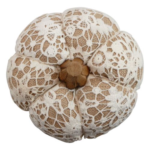 Floristik24 Tissu décoration citrouille dentelle de jute blanc/beige décoration vintage Ø15cm