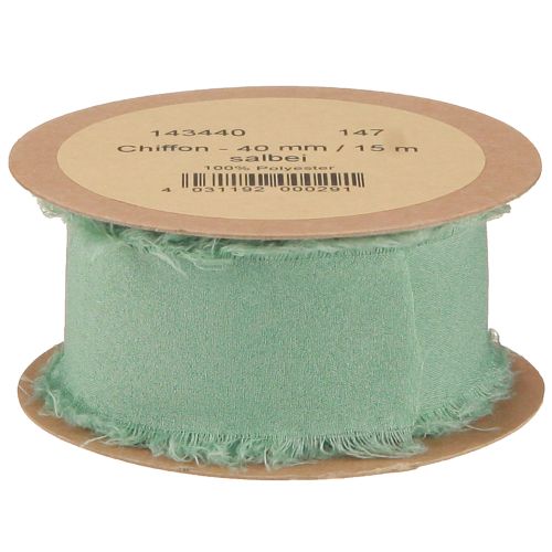 Article Ruban décoratif en tissu à franges vert sauge 40 mm 15 m